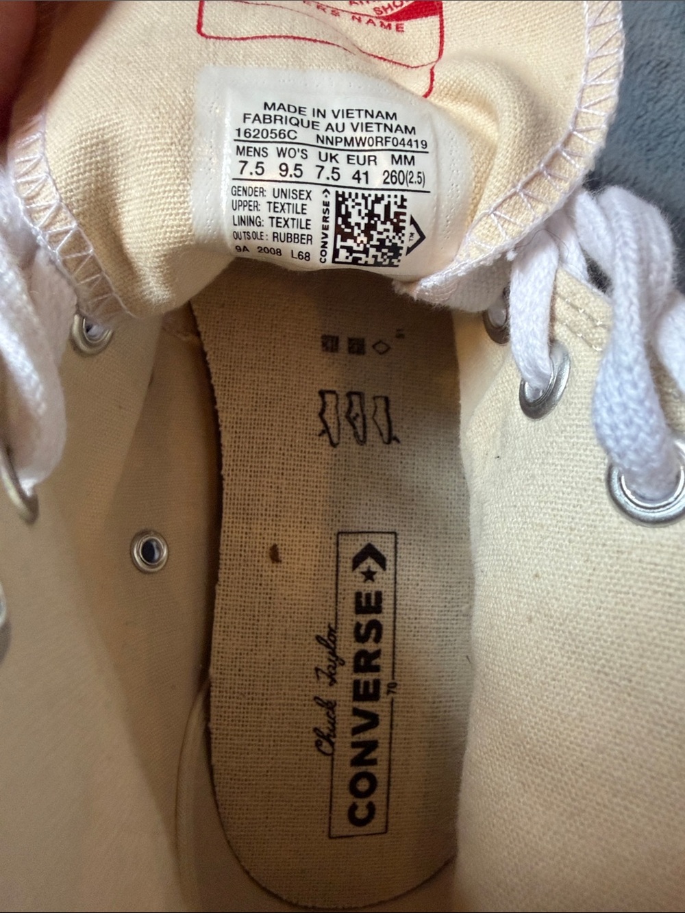 Converse White High-Top Sneakers Chuck 70 Men’s 7.5/Women’s 9.5 - Picture 5 of 5